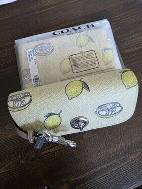 Coach Lemon Print Sunglass Case / Corner Wristlet